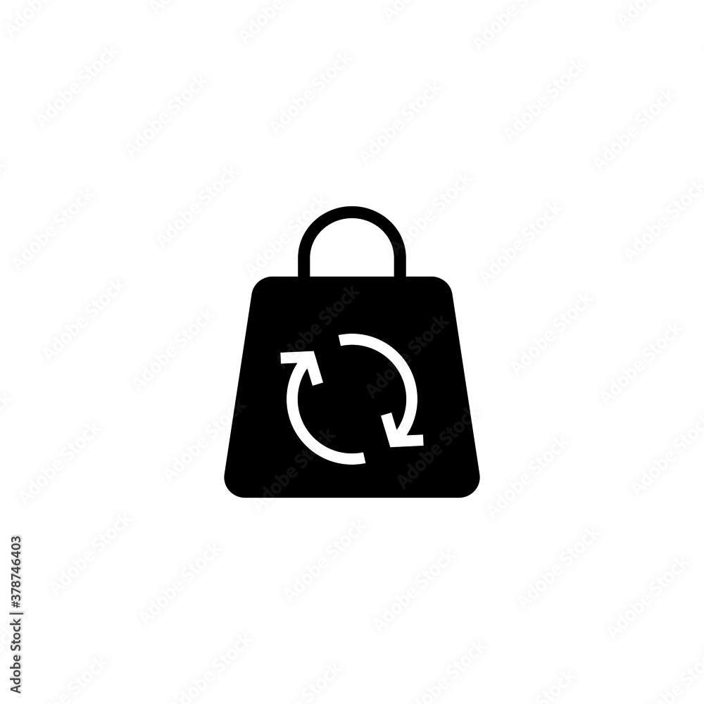 Reusable bag Icon in black flat glyph, filled style isolated on white background Reusable bag Icon in black flat glyph, filled style isolated on white background