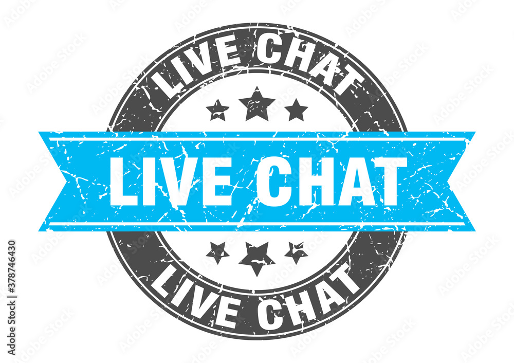 Obraz premium live chat round stamp with ribbon. label sign
