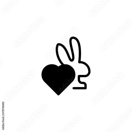 non tested on animal Icon in black flat glyph, filled style isolated on white background