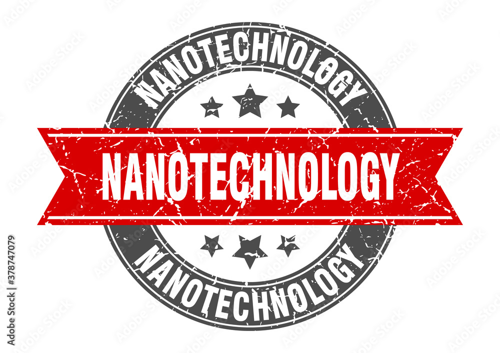 Fototapeta premium nanotechnology round stamp with ribbon. label sign