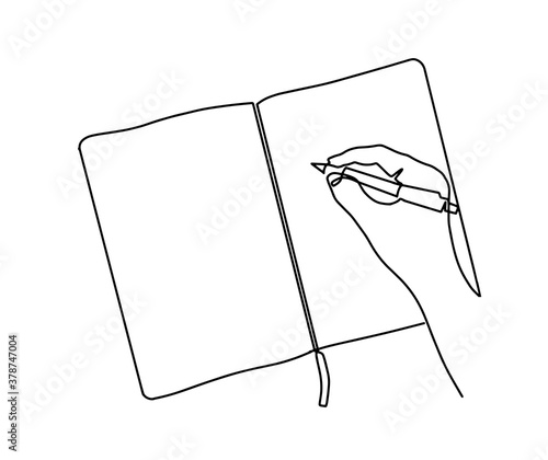 Single line drawing of an open book with flying pages. drawing. notebook illustration. one line book doodle. Continuous line drawing handwritten notes in workbook