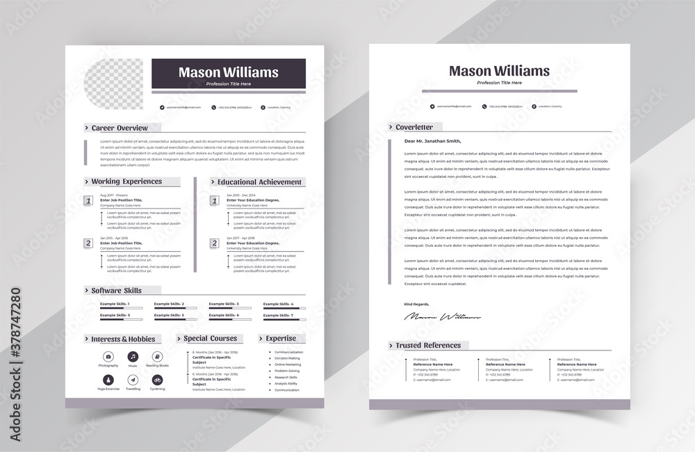 Obraz premium Modern Creative Resume Cv Template