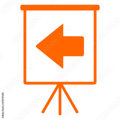Pfeil nach links und Flipchart