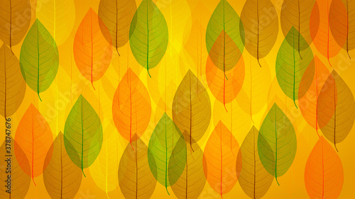 Abstract texture with autumn yellow leaves. Background