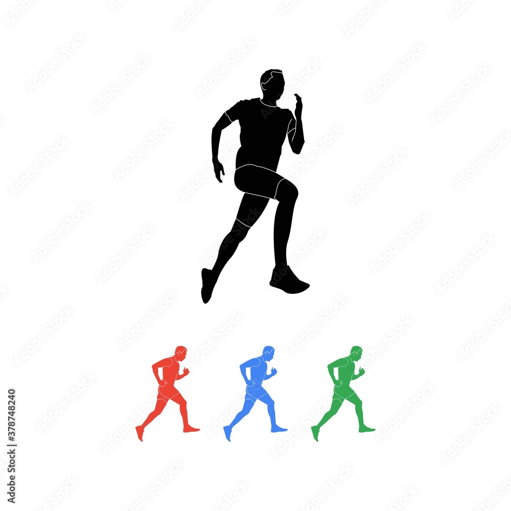 Colorful Silhouette of Man Jogging Outside