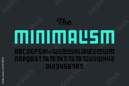 Minimal style font design, alphabet letters, numbers and ligatures vector illustration