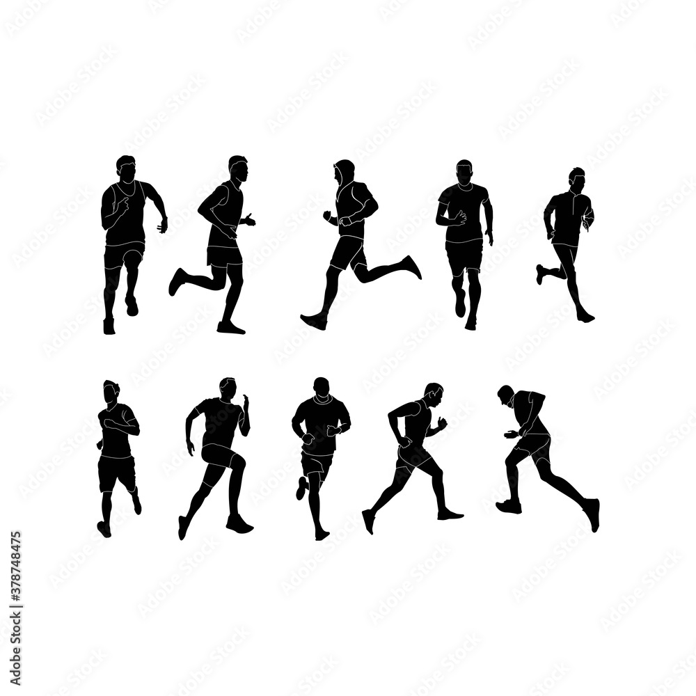 Colorful Silhouette of Man Jogging Outside Colorful Silhouette of Man Jogging Outside