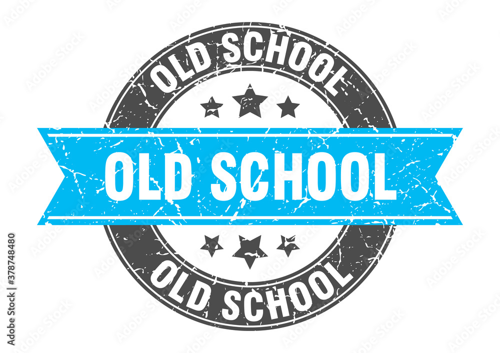 Fototapeta premium old school round stamp with ribbon. label sign