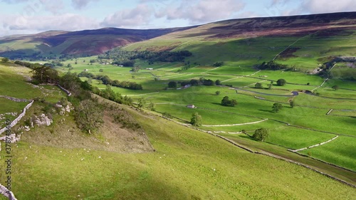 Drone footage flying over the Yorkshire Dales Village of Arncliffe, Littondale, North Yorkshire photo