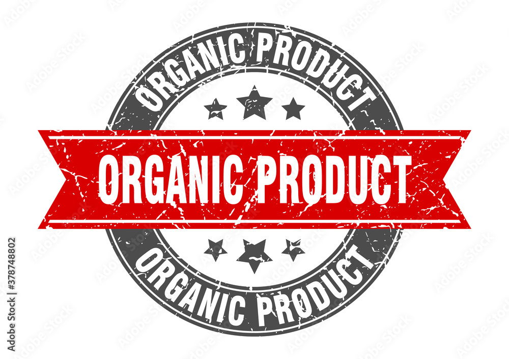 organic product round stamp with ribbon. label sign organic product round stamp with ribbon. label sign