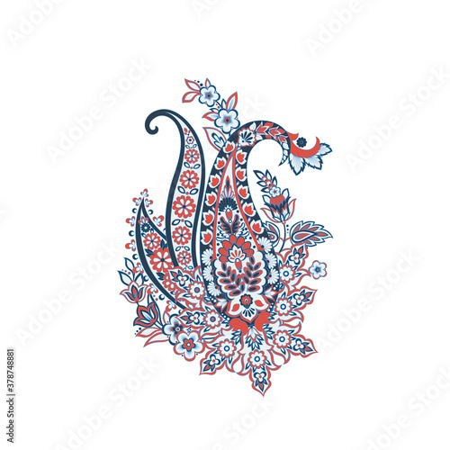 Damask isolated paisley vector floral ornament