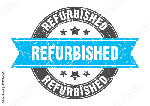 refurbished round stamp with ribbon. label sign