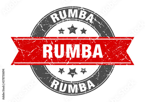 rumba round stamp with ribbon. label sign