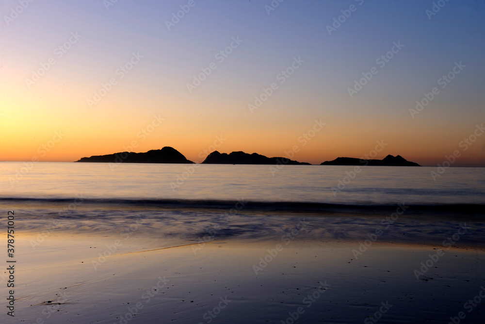 sunset of the Cíes Islands,
