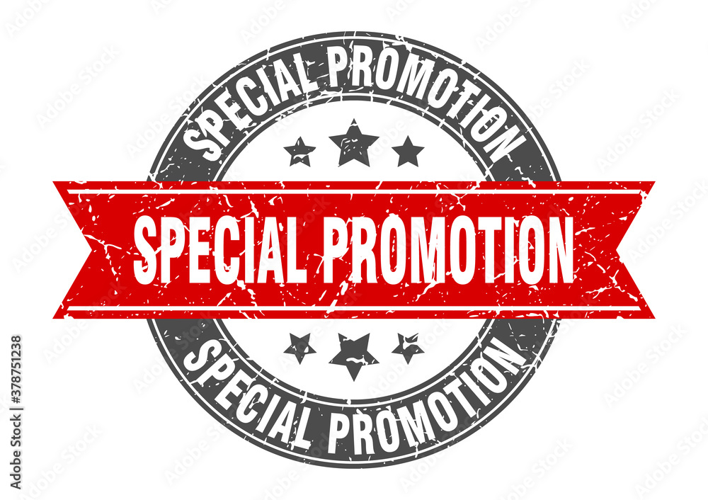 Fototapeta premium special promotion round stamp with ribbon. label sign