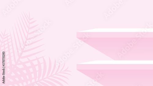 wood plank shelf on wall pink pastel soft color, modern shelf for display show on space wall room, cute and chic counter desk panel for decoration, empty table top panel pink, background copy space