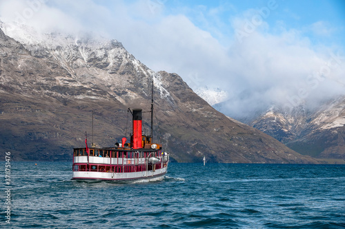 Old steam boat on the Lake Wakatipu, Queenstown, New Zealand photo