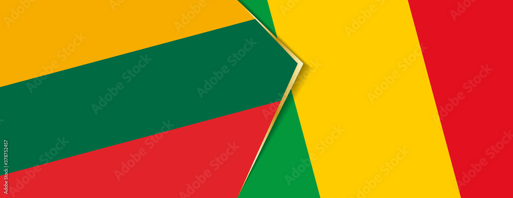 Lithuania and Mali flags, two vector flags.