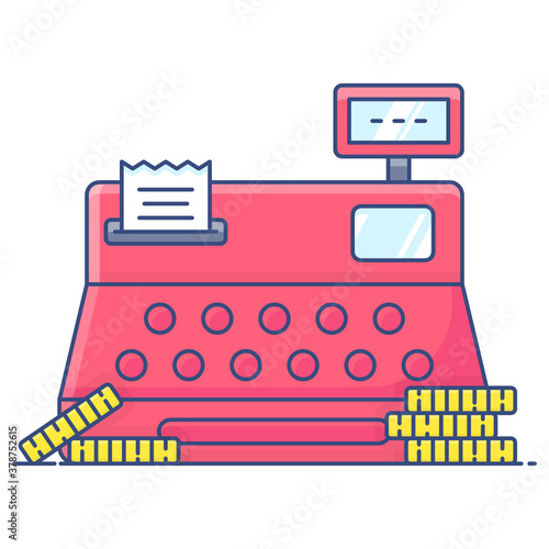 
Cash till invoice, cash register flat vector design 
