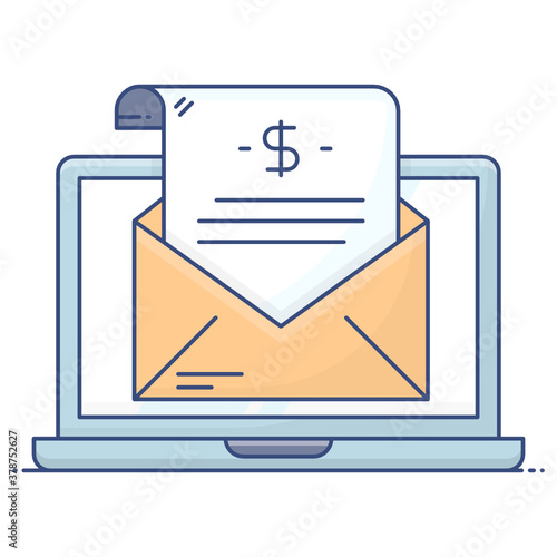 
Financial statement inside laptop denoting concept of e statement icon
