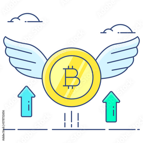 Wallpaper Mural 
Bitcoin with upward arrow, flat design of bitcoin value icon
 Torontodigital.ca