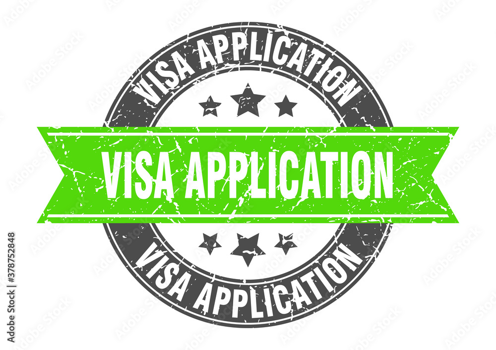 Obraz premium visa application round stamp with ribbon. label sign