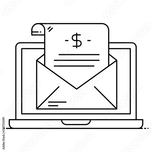 
Financial statement inside laptop denoting concept of e statement icon
