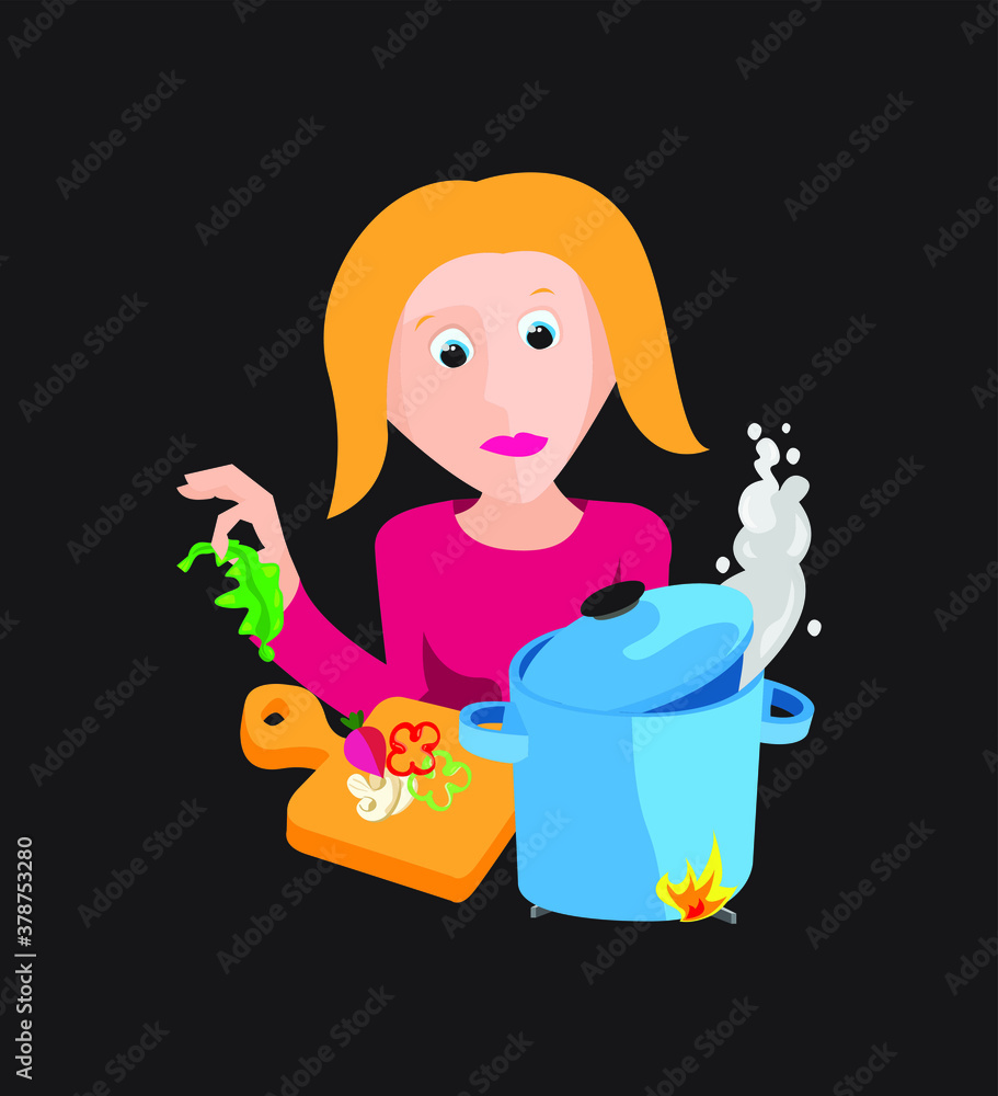 Woman in kitchen vector illustration Woman in kitchen vector illustration