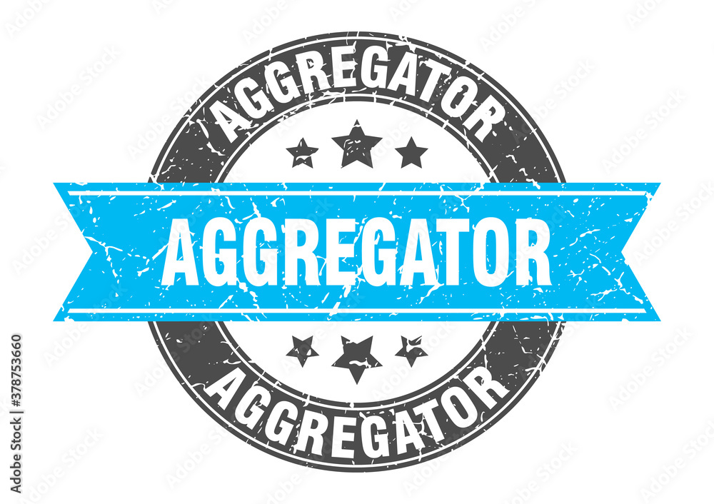 aggregator round stamp with ribbon. label sign aggregator round stamp with ribbon. label sign