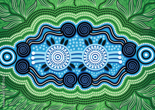 Aboriginal dot art vector painting. Nature concept