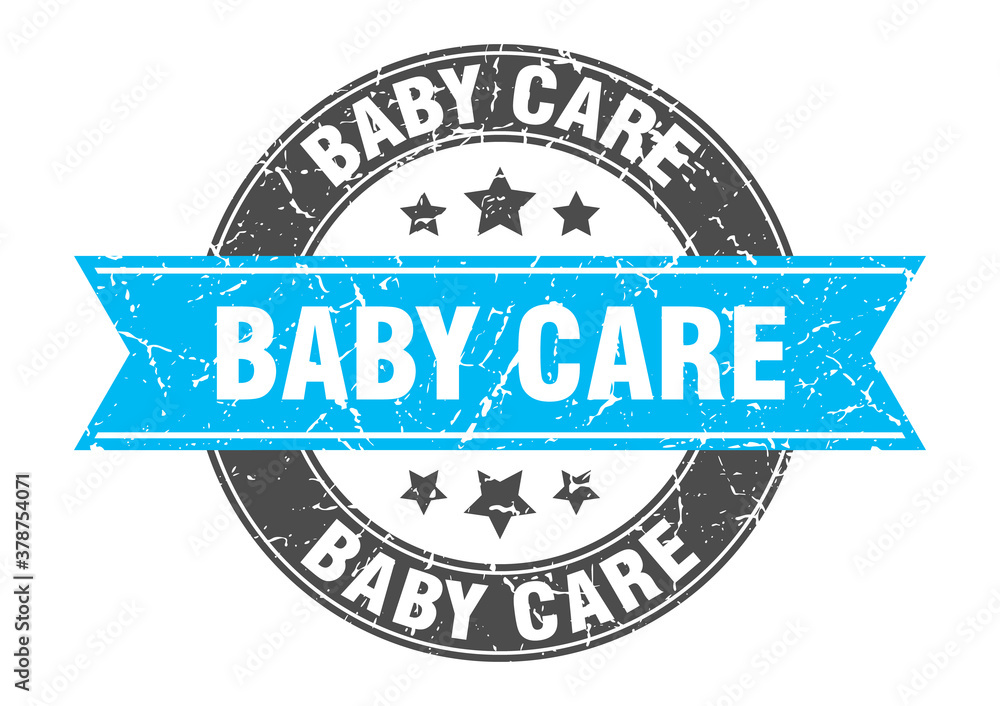 baby care round stamp with ribbon. label sign baby care round stamp with ribbon. label sign