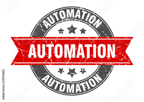 automation round stamp with ribbon. label sign