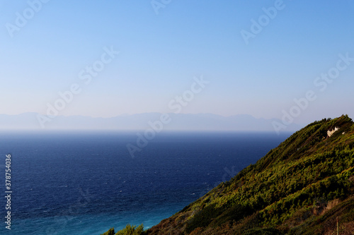 Mountains with sea view and clear blue sky