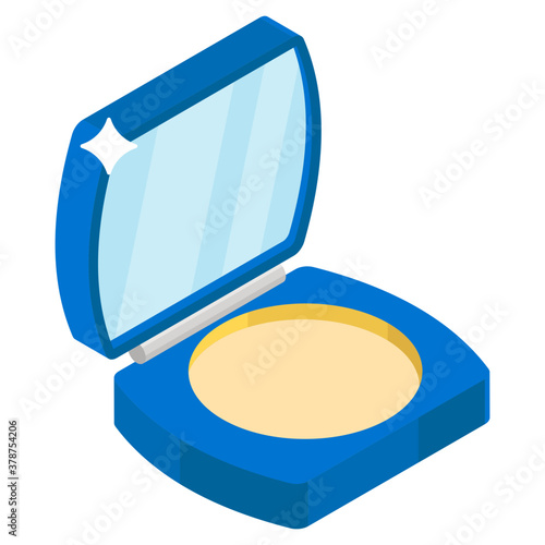 
Face powder kit, ladies cosmetics blush on vector in isometric design 

