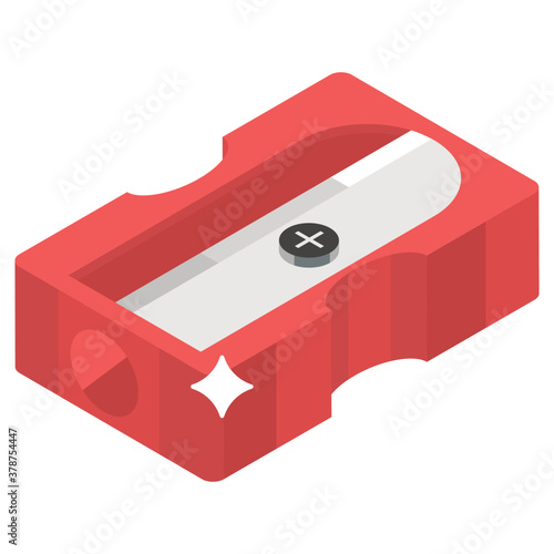 
Pencil shaving tool, isometric icon of sharpener vector design 
