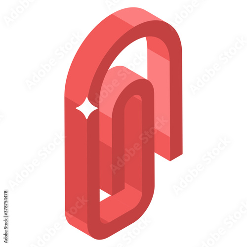 
Paperclip, attachment icon isometric vector design.
