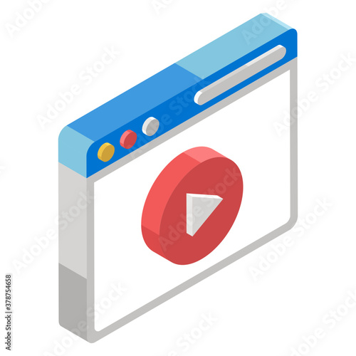 
Web video streaming icon in isometric vector design 
