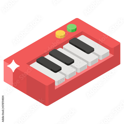 
Keyboard synthesizer instrument isometric icon 
