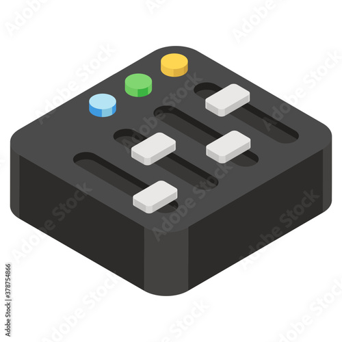 
Control parameters interface, isometric design of web equalizer icon.
