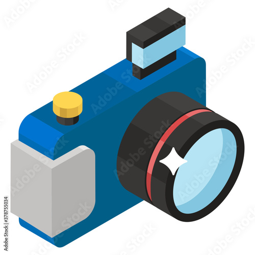 
Trendy isometric design of photographic camera 
