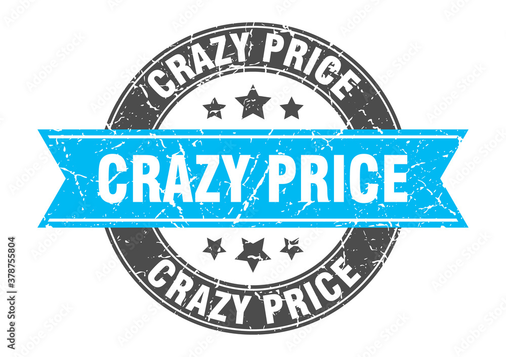 crazy price round stamp with ribbon. label sign crazy price round stamp with ribbon. label sign