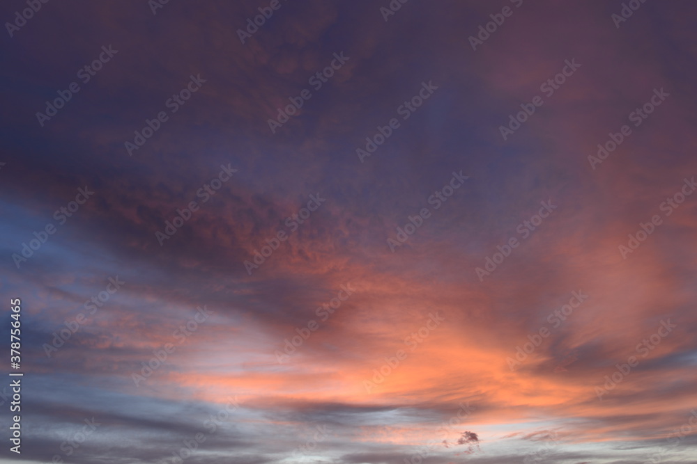 Vivid saturated colors of the sky at sunset