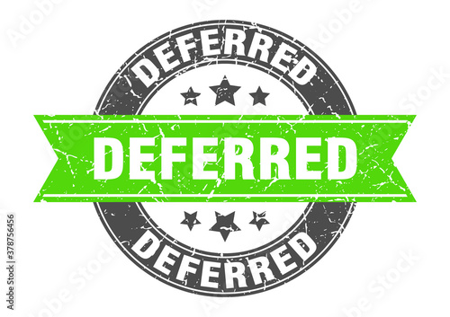 deferred round stamp with ribbon. label sign