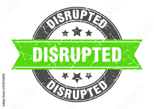 disrupted round stamp with ribbon. label sign