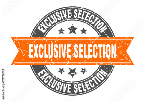 exclusive selection round stamp with ribbon. label sign