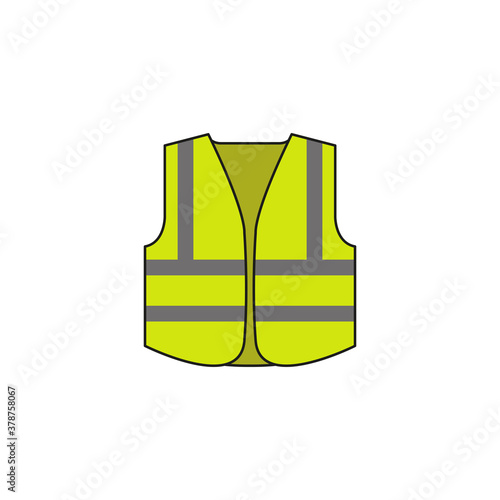 Protective vest icon. Vest with reflective stripes. Simple flat vector illustration