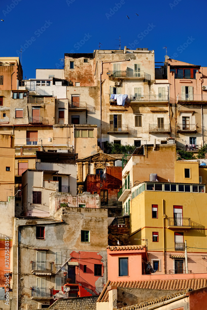 Sciacca Italy 03/21/2017 City panorama on the houses of the town of Sciacca Sicily Italy