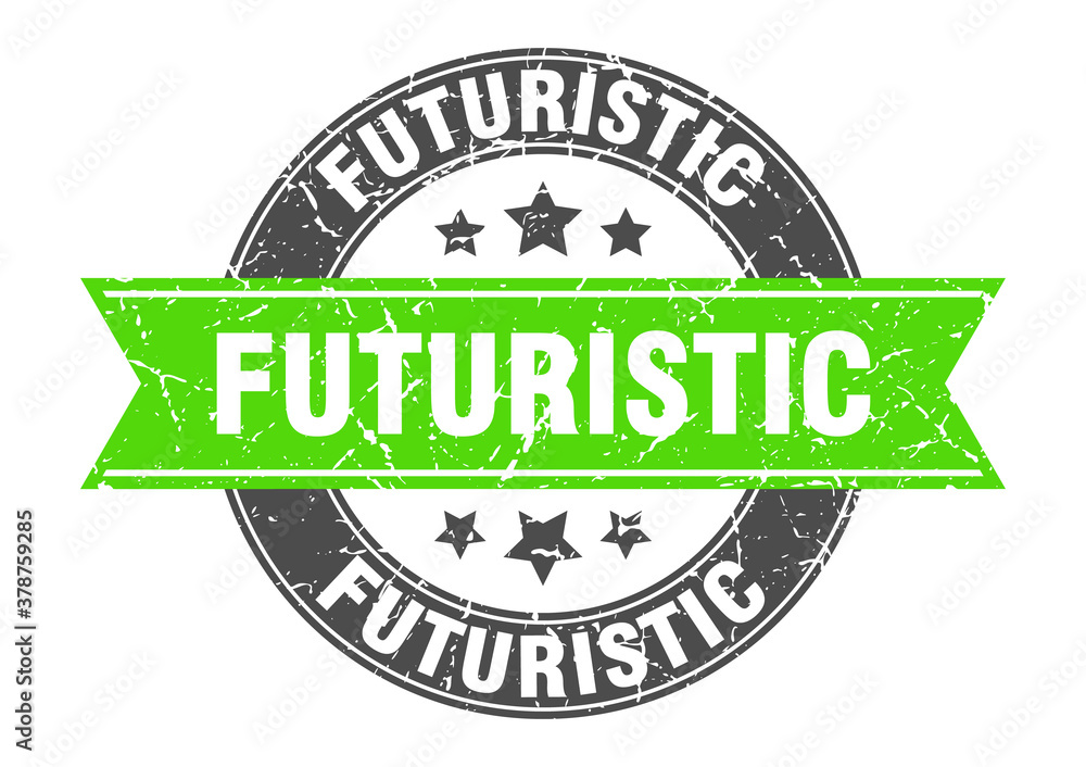 futuristic round stamp with ribbon. label sign futuristic round stamp with ribbon. label sign