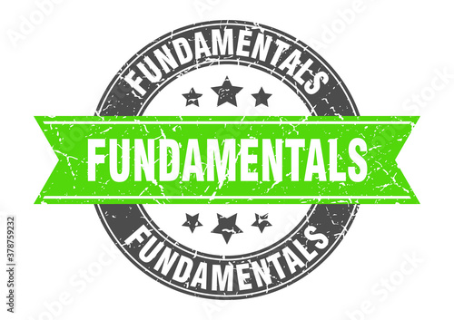 fundamentals round stamp with ribbon. label sign