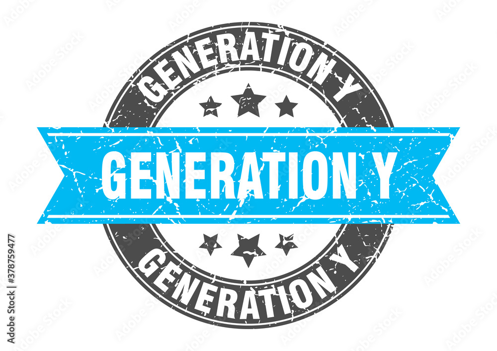 generation y round stamp with ribbon. label sign generation y round stamp with ribbon. label sign